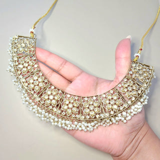 Tamara White Polki Necklace Set with Tikka