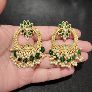 Thea Green Kundan Earrings - ECLAT INDIAN JEWELS