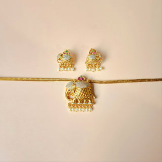 Trixie Elephant Kemp CZ Diamond Simulant Necklace Set