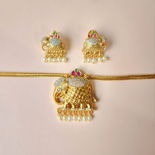 Trixie Elephant Kemp CZ Diamond Simulant Necklace Set