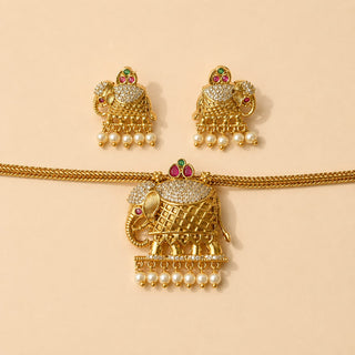 Trixie Elephant Kemp CZ Diamond Simulant Necklace Set