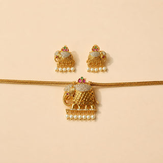 Trixie Elephant Kemp CZ Diamond Simulant Necklace Set