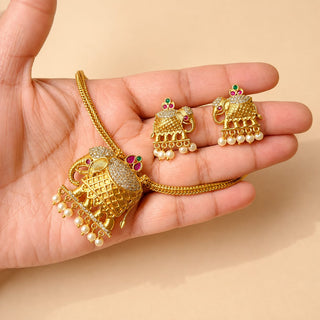 Trixie Elephant Kemp CZ Diamond Simulant Necklace Set