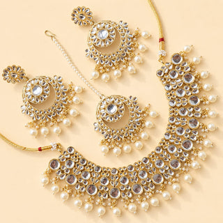 Vanessa Kundan White Necklace Set with Tikka