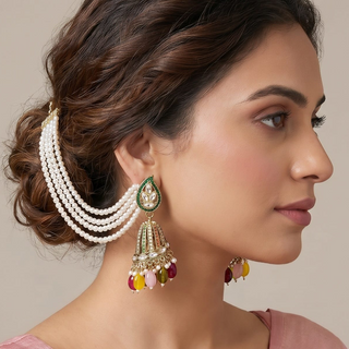 Vannya Baahubali Kundan Jhumka Earrings