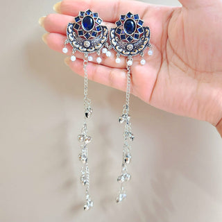 Veronica Blue Kashmiri German Silver Earrings