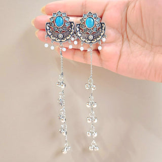 Veronica Light Blue Kashmiri German Silver Earrings