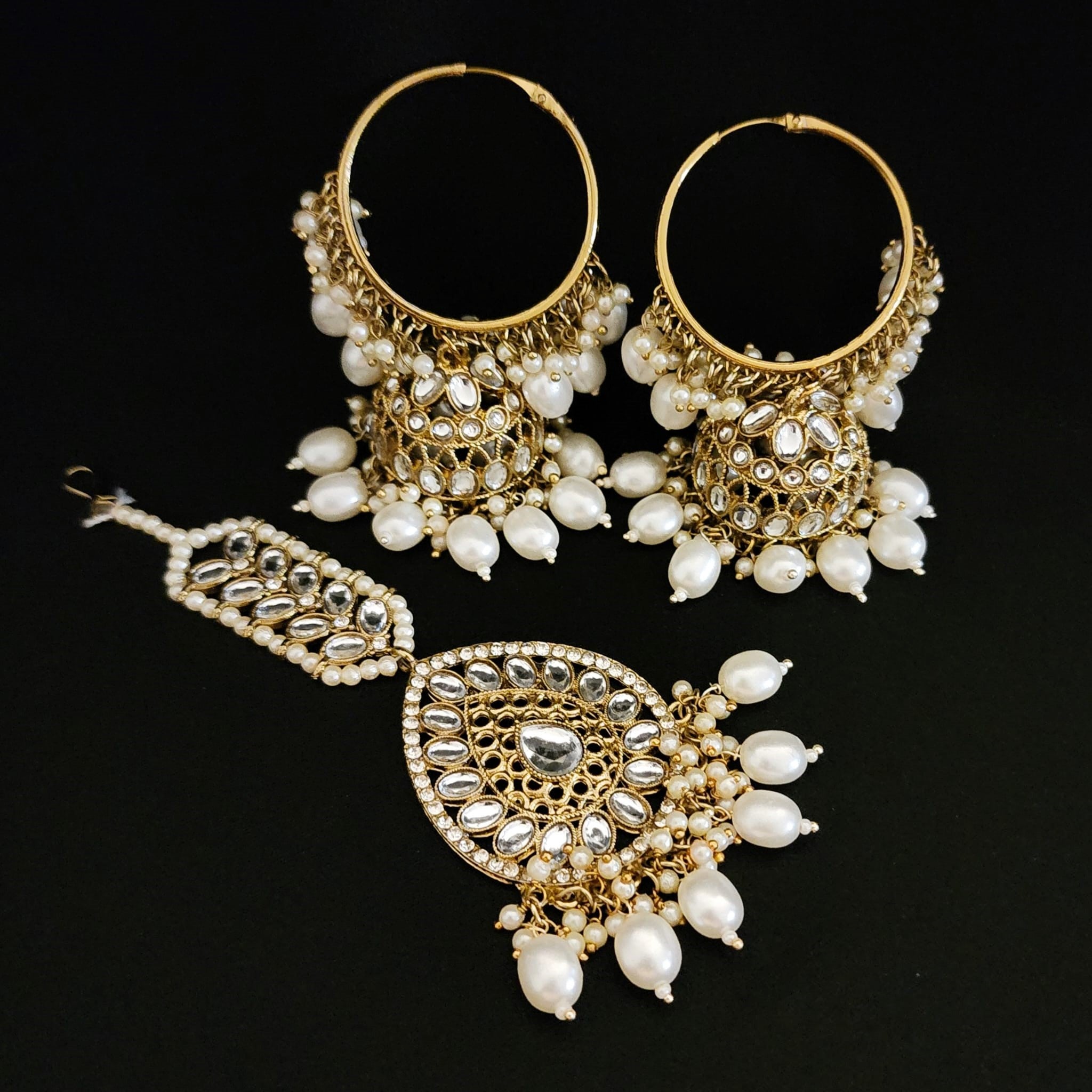 Bridal Big Earrings With Ear Chains For Brides