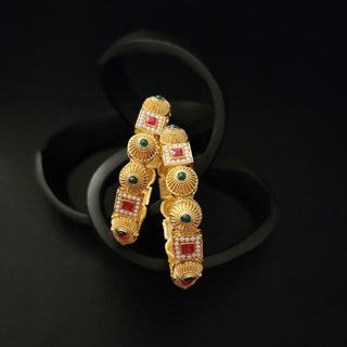 Petra Gold Multicolour Bangles (Pair) (2.6, 2.8, 2.10)