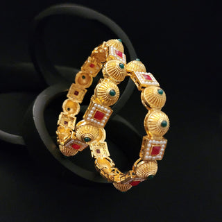 Petra Gold Multicolour Bangles (Pair) (2.6, 2.8, 2.10)