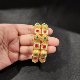 Petra Gold Multicolour Bangles (Pair) (2.6, 2.8, 2.10)