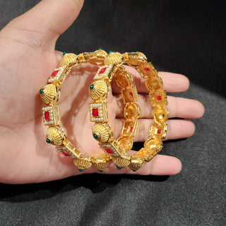 Petra Gold Multicolour Bangles (Pair) (2.6, 2.8, 2.10)