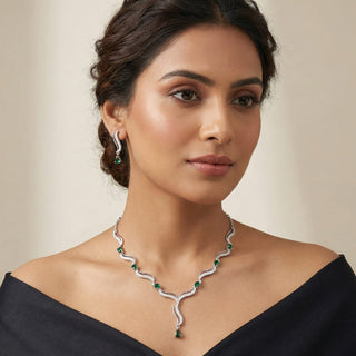 Adriana Green CZ Diamond Simulant Necklace Set