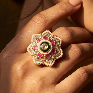 Ingrid Multicolour 20k Gold Plated CZ Diamond Adjustable Ring