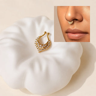 Layla Gold Diamond Clip-on Septum Nose Ring Nath (no piercing needed)