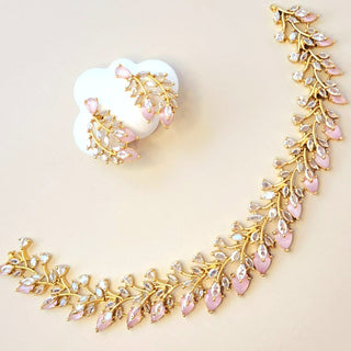 Zara Pink CZ Diamond Simulant Necklace Set