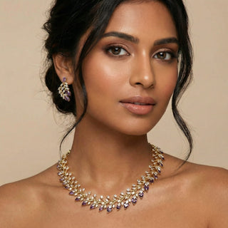 Zara Purple CZ Diamond Simulant Necklace Set