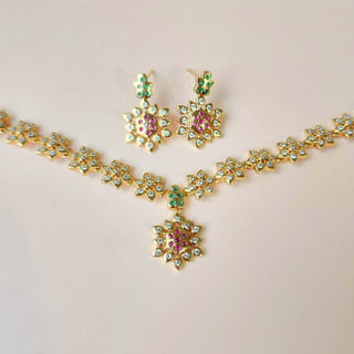 Zoey Multicolour CZ Diamond Simulant Kemp Necklace Set
