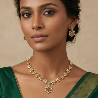 Zoey Multicolour CZ Diamond Simulant Kemp Necklace Set