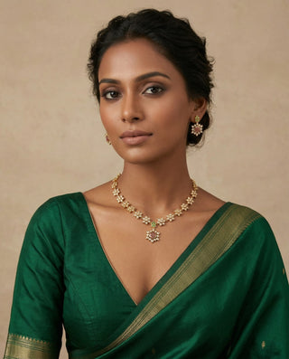 Zoey Multicolour CZ Diamond Simulant Kemp Necklace Set