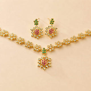 Zoey Multicolour CZ Diamond Simulant Kemp Necklace Set