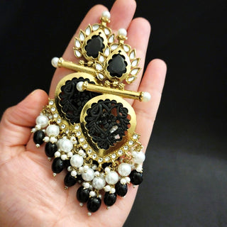 Aafreen Black Kundan Dangler Earrings - ECLAT INDIAN JEWELSEarringsBlack