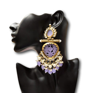 Aafreen Lavender Purple Kundan Earrings - ECLAT INDIAN JEWELSEarringsPurple