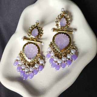 Aafreen Lavender Purple Kundan Earrings - ECLAT INDIAN JEWELSEarringsPurple