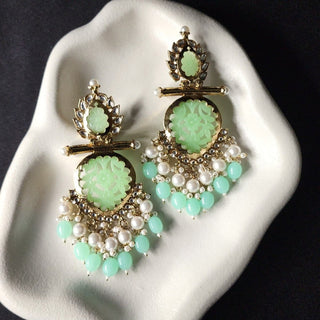 Aafreen Light Green Kundan Earrings - ECLAT INDIAN JEWELSEarringsGreen