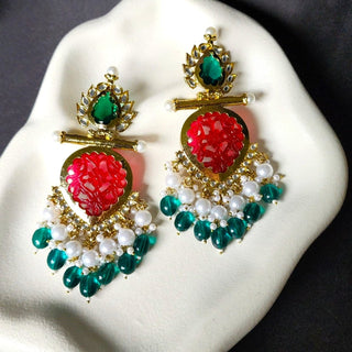 Aafreen Multicolour Kundan Dangler Earrings