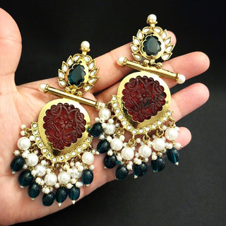 Aafreen Multicolour Kundan Dangler Earrings