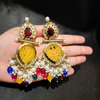 Aafreen Multicolour Kundan Earrings 1 - ECLAT INDIAN JEWELSEarringsMulticolour