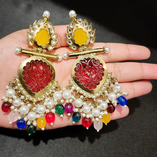 Aafreen Multicolour Kundan Earrings 2 - ECLAT INDIAN JEWELSEarringsMulticolour