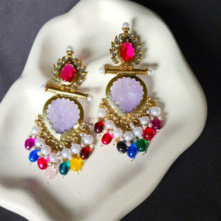 Aafreen Multicolour Kundan Earrings 3 - ECLAT INDIAN JEWELSEarringsMulticolour