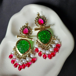 Aafreen Pink Multicolour Kundan Dangler Earrings - ECLAT INDIAN JEWELSEarringsMulticolour