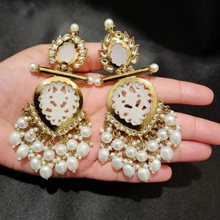 Aafreen White Kundan Earrings - ECLAT INDIAN JEWELSEarringsWhite