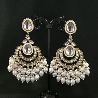 Abbey White Uncut Kundan Earrings - ECLAT INDIAN JEWELSEarringsWhite