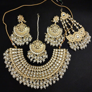 Addison White Kundan Necklace Set with Tikka and Passa - ECLAT INDIAN JEWELSNecklace SetsWhite