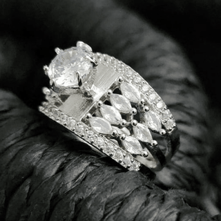 Adele White Solitaire Adjustable Diamond Simulant Ring - ECLAT INDIAN JEWELSRingsWhite