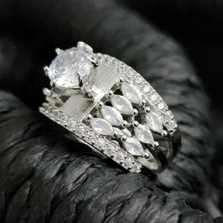 Adele White Solitaire Adjustable Diamond Simulant Ring