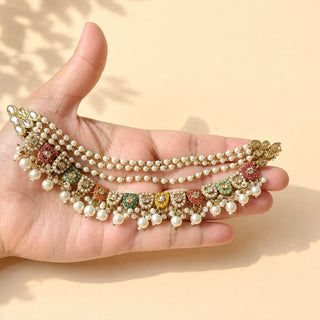 Adelina Multicolour Baahubali Earring Sahara Hair Chains - ECLAT INDIAN JEWELSEarringsMulticolor