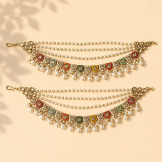 Adelina Multicolour Baahubali Earring Sahara Hair Chains - ECLAT INDIAN JEWELSEarringsMulticolor