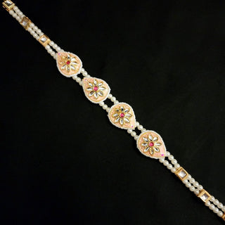 Adley Peach Kundan Matha Patti - ECLAT INDIAN JEWELSMatha Patti, Sheesh PhoolPeach