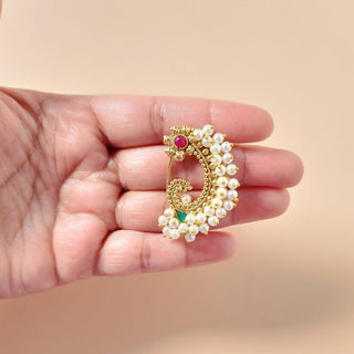 Adrienne Maharashtrian Multicolour Gold Nath (no piercing needed) - ECLAT INDIAN JEWELSNose Ring (Nath)Multicolour