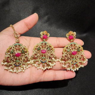 Agatha Polki Multicolour Necklace Set with Tikka - ECLAT INDIAN JEWELSNecklace SetsMulticolour