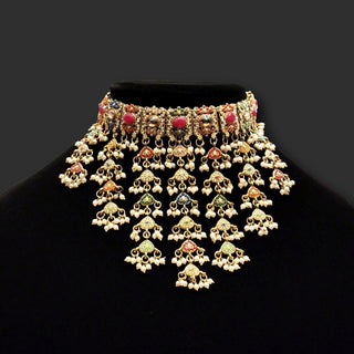 Agatha Polki Multicolour Necklace Set with Tikka - ECLAT INDIAN JEWELSNecklace SetsMulticolour