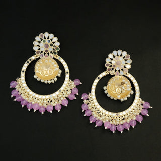 Aisha Lavender Purple Jumbo Mirror Jhumki Hoop Earrings - ECLAT INDIAN JEWELSEarringsPurple