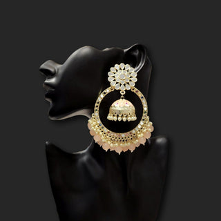 Aisha Peach Jumbo Mirror Jhumki Hoop Earrings - ECLAT INDIAN JEWELSEarringsPeach