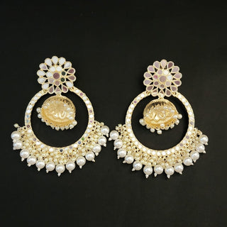 Aisha White Jumbo Mirror Jhumki Hoop Earrings - ECLAT INDIAN JEWELSEarringsWhite