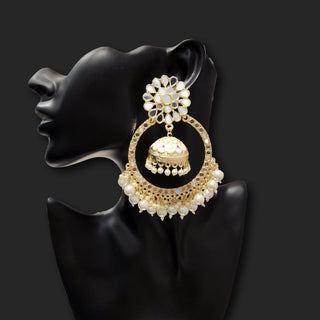 Aisha White Jumbo Mirror Jhumki Hoop Earrings - ECLAT INDIAN JEWELSEarringsWhite